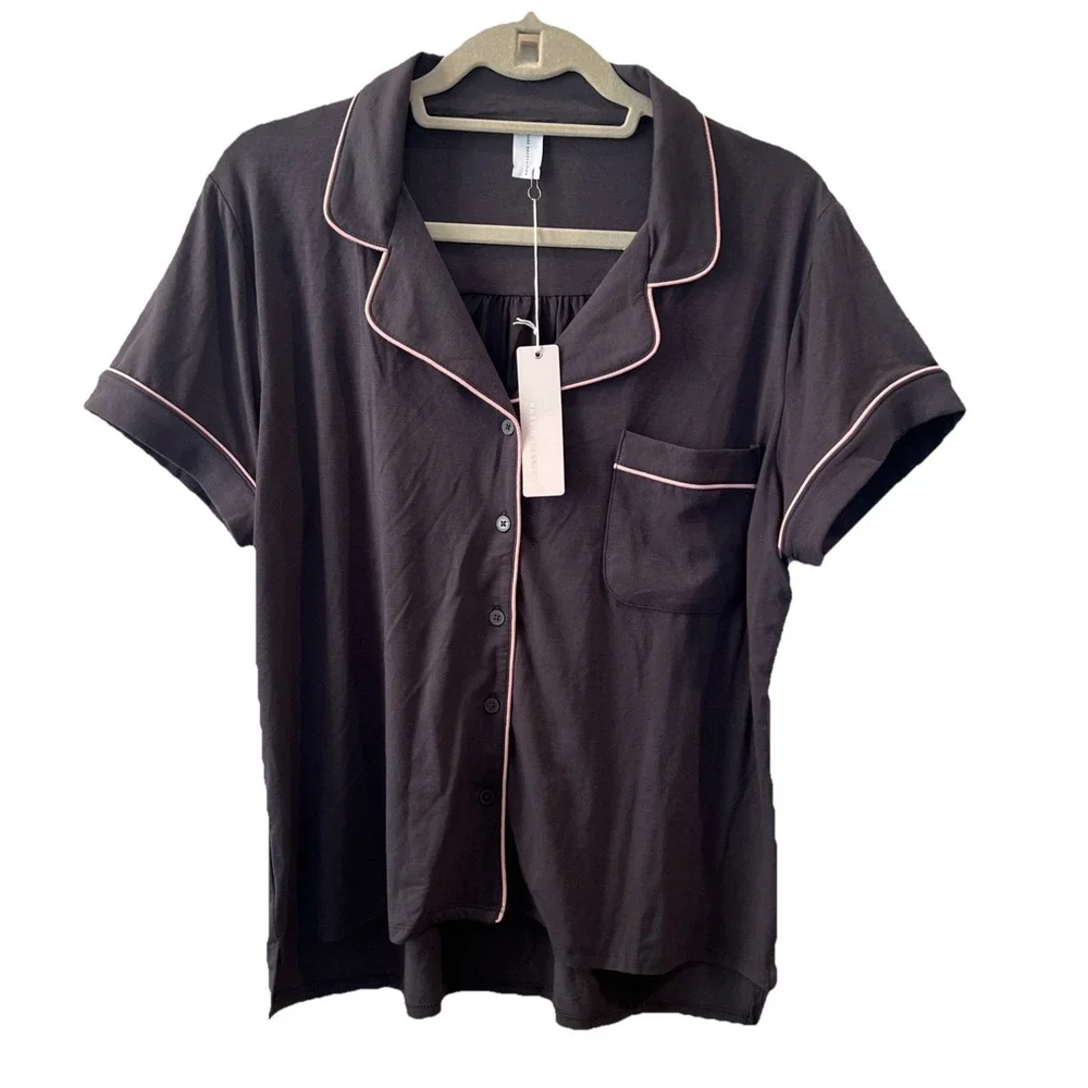 Bare Necessities Sleepwear Set Women M Cool‎ Jade S/S Notch Collar Crop Pant New